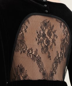 Maje Remano Lace Inset Velvet Dress