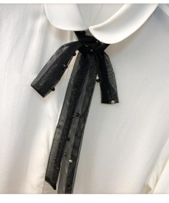 Maje Campi Embellished Tulle Tie Shirt