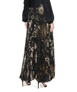Alice + Olivia Shannon Sun Print Pleated Chiffon Maxi Skirt