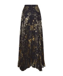 Alice + Olivia Shannon Sun Print Pleated Chiffon Maxi Skirt