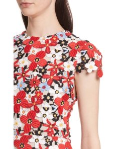 Alice + Olivia Imani Floral-Lace Cap-Sleeve Mini Dress