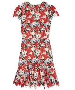 Alice + Olivia Imani Floral-Lace Cap-Sleeve Mini Dress