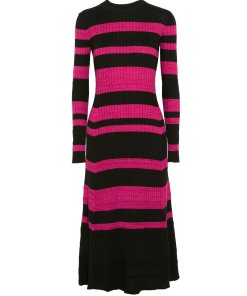 Proenza Schouler Striped Knit Long-Sleeve Midi Dress