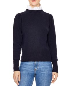 Sandro Stevy Contrast Ruffle Collar Sweater