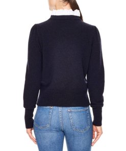 Sandro Stevy Contrast Ruffle Collar Sweater