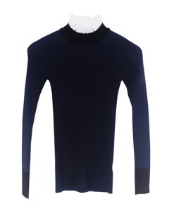 Sandro Stevy Contrast Ruffle Collar Sweater