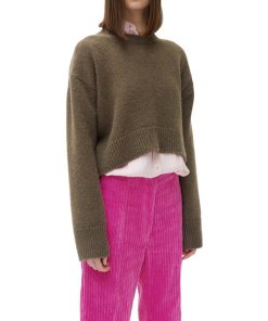 Céline Asymmetric Cropped Crewneck Cashmere Sweater