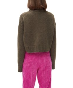 Céline Asymmetric Cropped Crewneck Cashmere Sweater