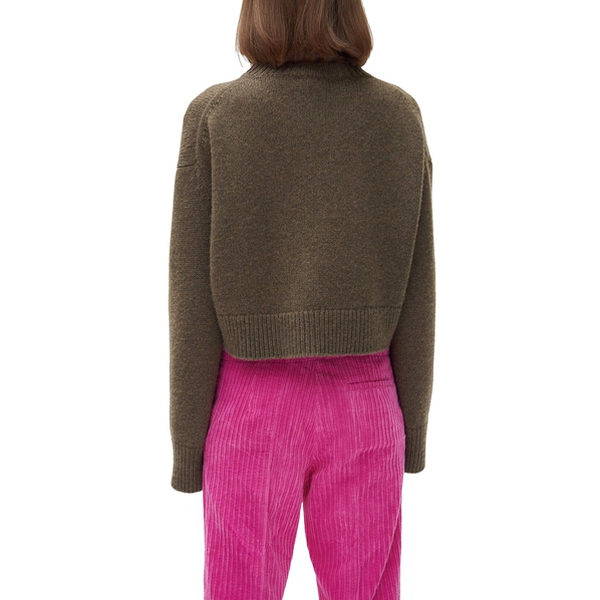 Céline Asymmetric Cropped Crewneck Cashmere Sweater