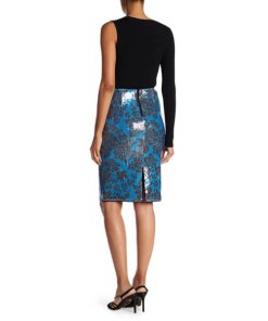 Diane von Furstenberg Tailored Sequin Floral Pencil Skirt