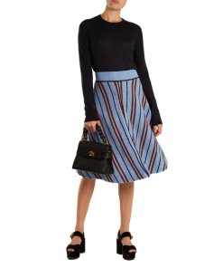 Miu Miu Chevron Intarsia Wool A-line Skirt