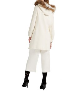 Max Mara Studio Volano Fur Hood Wool Duffle Coat
