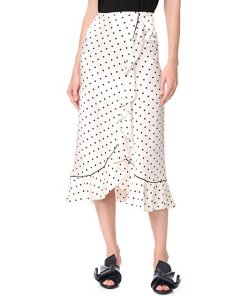 Ganni Dufort Ruffled Polka Dot Silk-Blend Satin Skirt