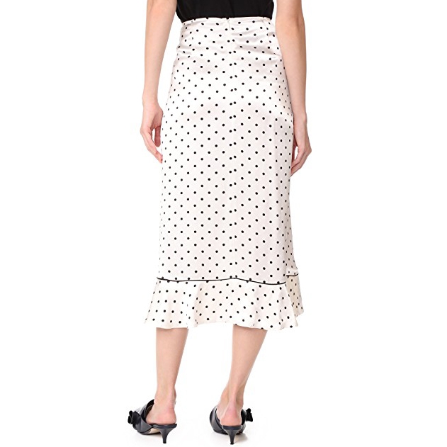 Ganni Dufort Ruffled Polka Dot Silk-Blend Satin Skirt