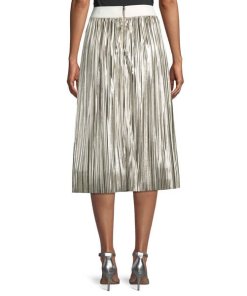 Alice + Olivia Mikaela Metallic Pleated Skirt