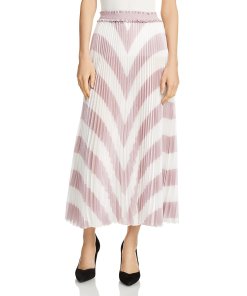 Maje Joro Pleated Stripe Skirt