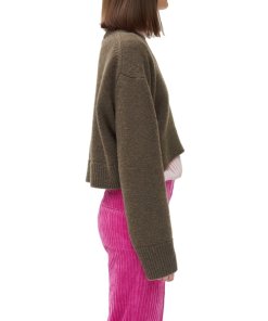 Céline Asymmetric Cropped Crewneck Cashmere Sweater