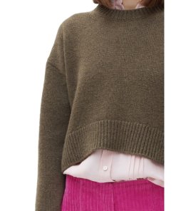 Céline Asymmetric Cropped Crewneck Cashmere Sweater