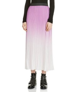 Maje Jonael Ombré Contrast Waist Pleated Skirt