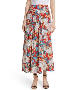 Diane von Furstenberg Boswell Poppy Floral Silk Midi Wrap Skirt