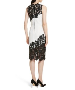Alice + Olivia Margy Guipure Lace Fitted Dress