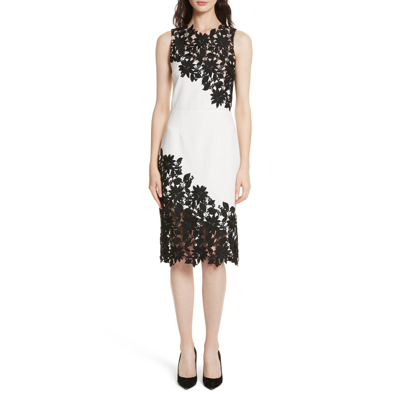Alice + Olivia Margy Guipure Lace Fitted Dress  evaChic