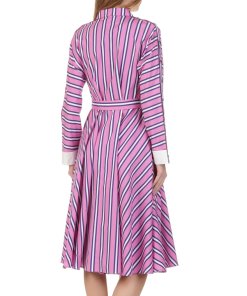 Maje Renali Belted Striped Cotton Shirtdress