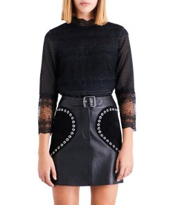 Maje Lizie Cropped Lace Top