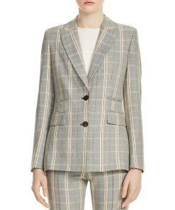 Maje Valila Shoulder Pad Plaid Jacket