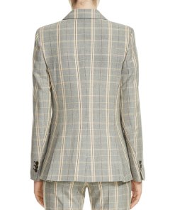Maje Valila Shoulder Pad Plaid Jacket