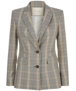 Maje Valila Shoulder Pad Plaid Jacket
