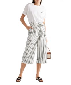 Alice + Olivia Ryan Striped Stretch-Cotton Culottes