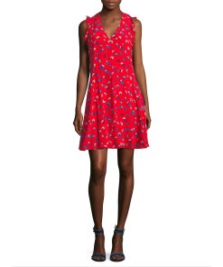 Rebecca Taylor Sakura Sleeveless V-Neck Silk Dress