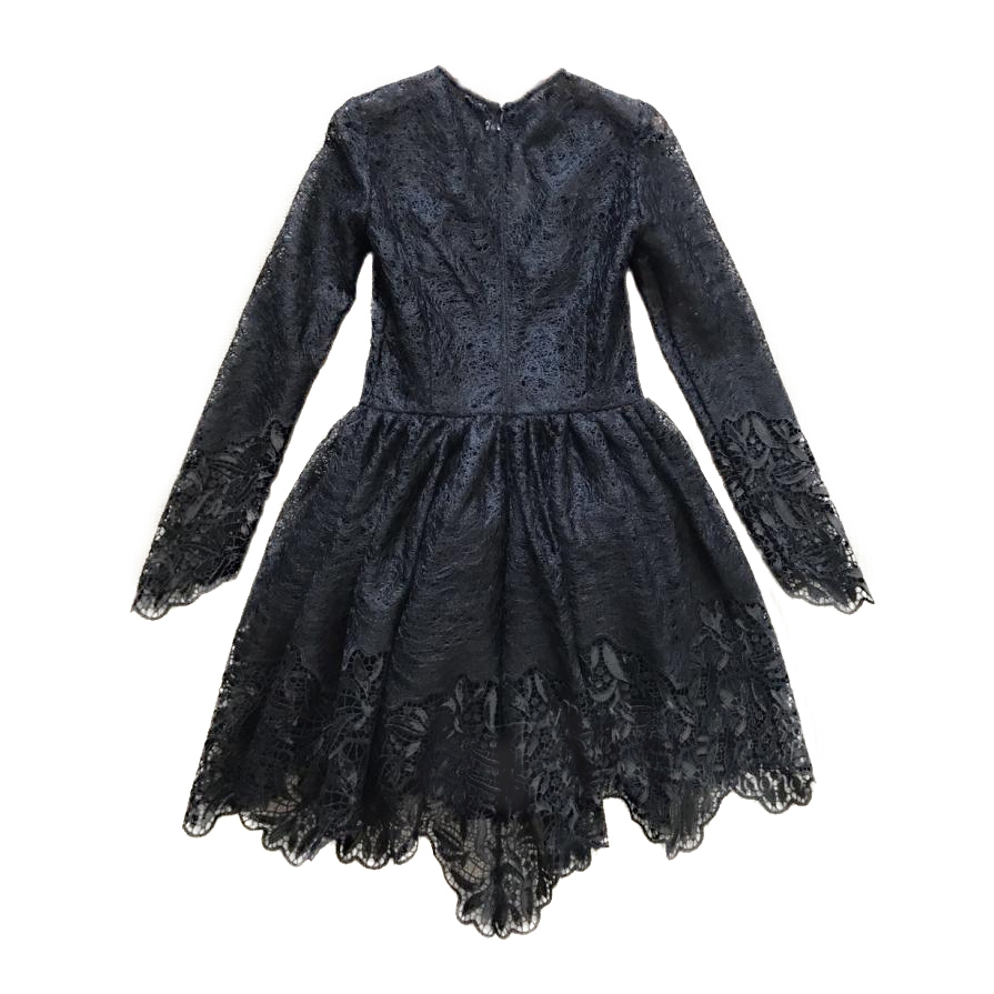 long sleeve lace mini dress black Black Lace Mini Dress – See-Through Ruched Clubwear with Long Sleeves –  Thekittenpark main image 1