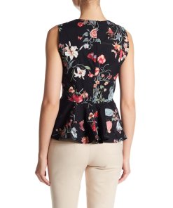 Rebecca Taylor Meadow Floral V-Neck Peplum Top