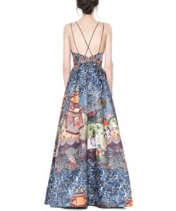 Alice + Olivia Marilla Enchantress Landscape Strappy Gown
