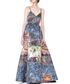 Alice + Olivia Marilla Enchantress Landscape Strappy Gown