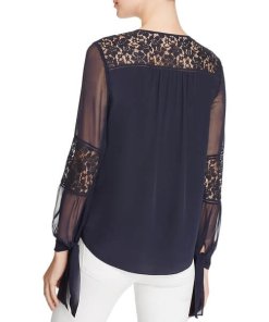 Rebecca Taylor Sarah Lace Inset Silk Blouse