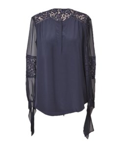 Rebecca Taylor Sarah Lace Inset Silk Blouse