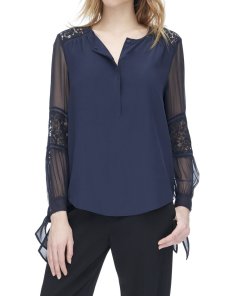 Rebecca Taylor Sarah Lace Inset Silk Blouse