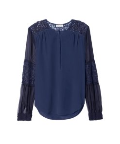 Rebecca Taylor Sarah Lace Inset Silk Blouse