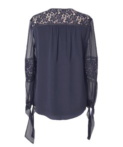 Rebecca Taylor Sarah Lace Inset Silk Blouse