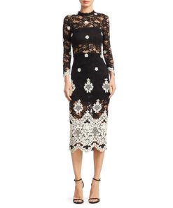 Alexis Helina Mockneck Lace Midi Dress  evaChic