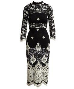 Alexis Helina Mockneck Lace Midi Dress