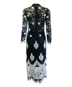chinese dress ladies Bebe Women's Mock Neck Lace Bodice Maxi Dress