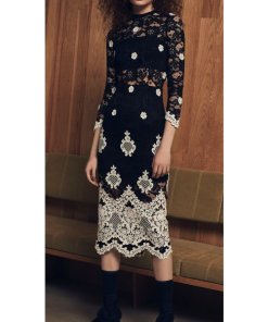 Alexis Helina Mockneck Lace Midi Dress