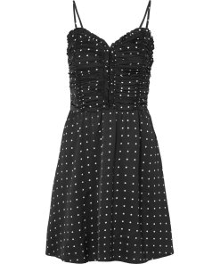 Maje Renota Ruched Polka Dot Crepe Mini Dress