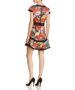 Alice + Olivia Rapunzel Lace-Trim Floral Print Dress