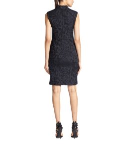 Rebecca Taylor Leopard Jacquard Zip Front Dress