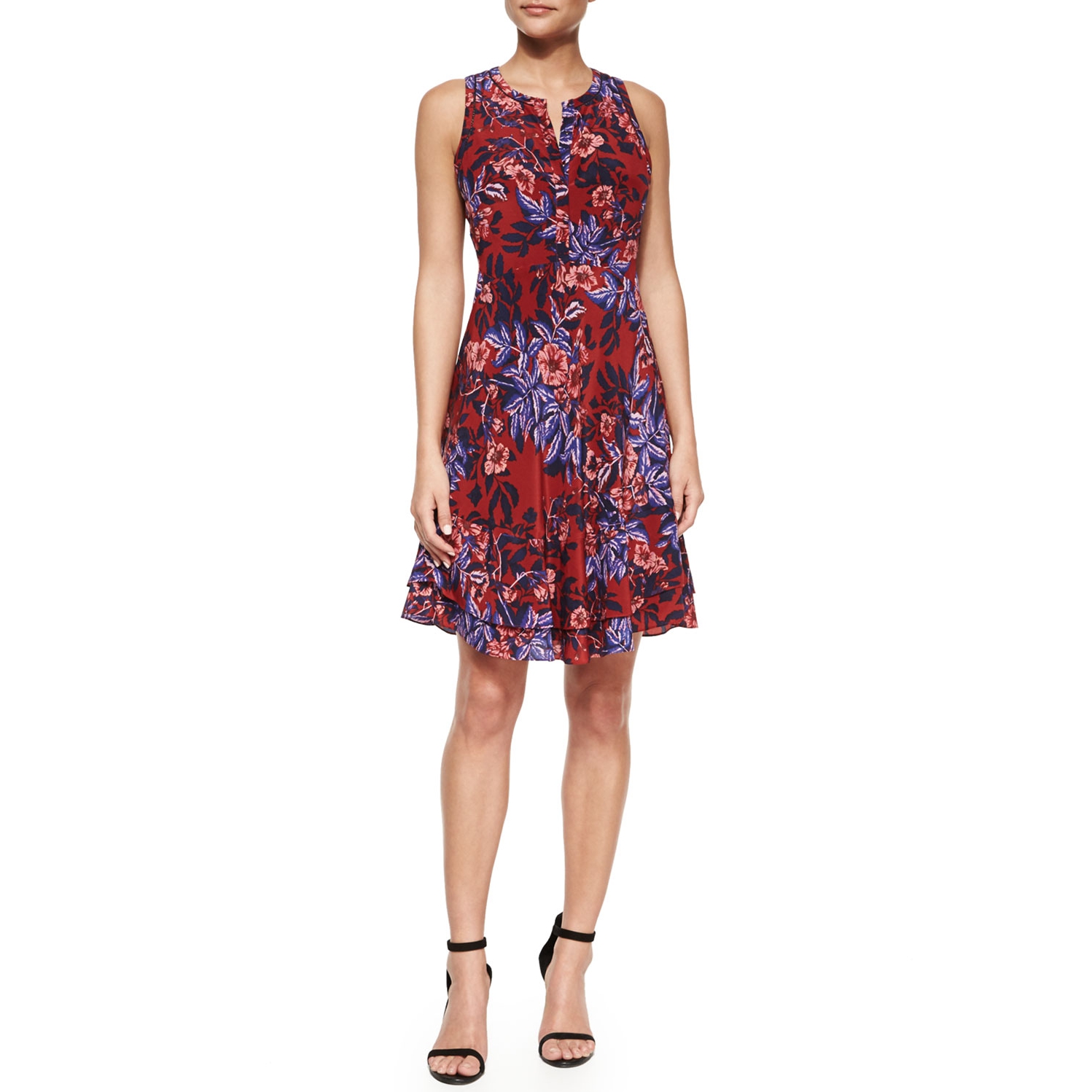 Rebecca Taylor Printed Sleeveless Flare Dress  evaChic